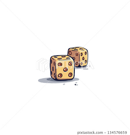 Conceptual illustration of two dice representing chance, strategy, or decision-making in a 134576659