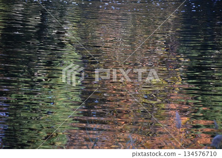 Orange background material based on ripples on the water surface 134576710
