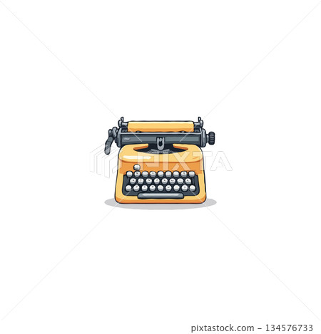 Stylized vintage typewriter illustration evokes nostalgia for classic writing method with detailed 134576733