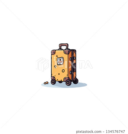 Cartoon vintage suitcase ready for adventure evoking wanderlust and nostalgic travel dreams with Cartoon vintage suitcase ready for adventure evoking wanderlust and nostalgic travel dreams with 134576747