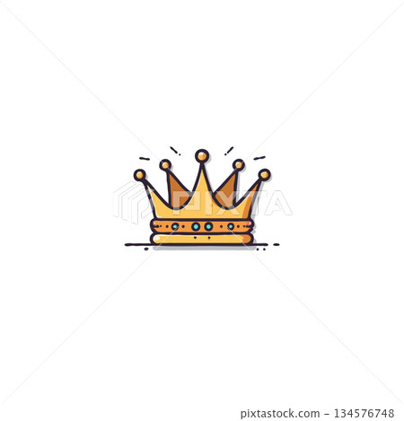 Golden crown illustration showcasing elegance and authority with detailed line work and shimmering Golden crown illustration showcasing elegance and authority with detailed line work and shimmering 134576748