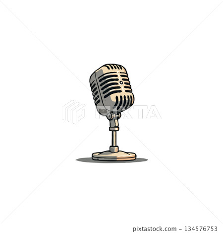 Vintage microphone design showcasing retro broadcasting technology in elegant studio equipment 134576753