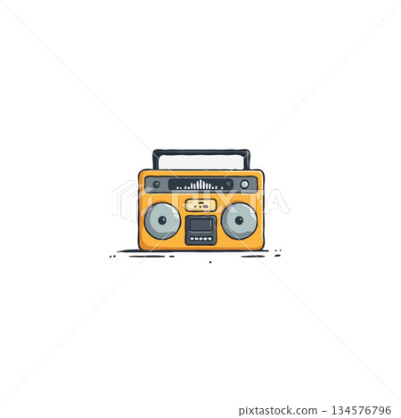 Vintage boombox illustration evoking nostalgia with its retro aesthetic in digital artwork style Vintage boombox illustration evoking nostalgia with its retro aesthetic in digital artwork style 134576796
