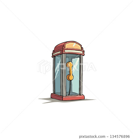 Illustration of a vintage phone booth showcasing nostalgia, communication, and retro design Illustration of a vintage phone booth showcasing nostalgia, communication, and retro design 134576896