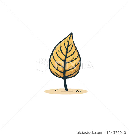 Solitary golden leaf illustration embodying nature's simple beauty and autumnal transition with Solitary golden leaf illustration embodying nature's simple beauty and autumnal transition with 134576940