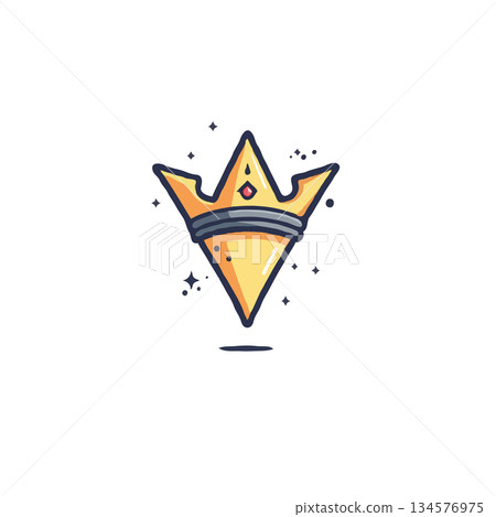 Stylized digital crown illustration showcasing modern design and whimsical charm on a plain backdrop 134576975