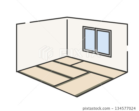 Illustration of an old Japanese-style room with tatami mats Illustration of an old Japanese-style room with tatami mats 134577024