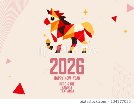 2026 New Year's card, Year of the Dragon, background, Horse 2026 New Year's card, Year of the Dragon, background, Horse 134577033