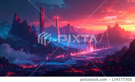 Abstract colorful light background loop featuring a digital blue heart pulse wave and medical cardiogram frequency animation on a black technology monitor 134577308