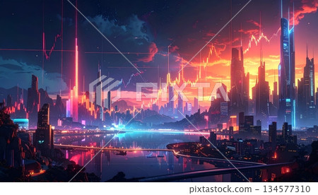 Abstract colorful light background loop featuring a digital blue heart pulse wave and medical cardiogram frequency animation on a black technology monitor 134577310