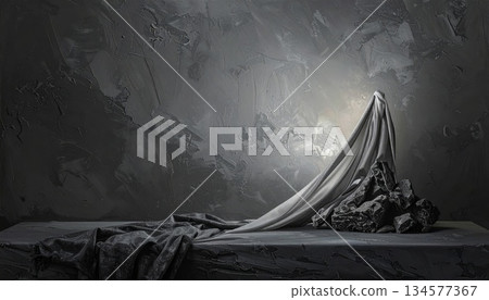 Vector illustration of a silhouette of an old man inside a tent design with a mountain view at a party 134577367