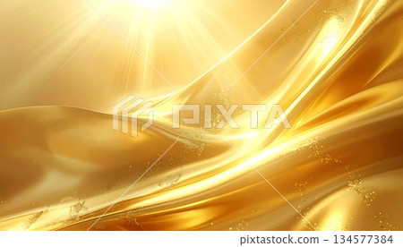 Luxurious abstract golden background featuring a smooth liquid silk texture with flowing satin waves and a shiny metallic pattern for a soft elegant fabric wallpaper design Luxurious abstract golden background featuring a smooth liquid silk texture with flowing satin waves and a shiny metallic pattern for a soft elegant fabric wallpaper design 134577384
