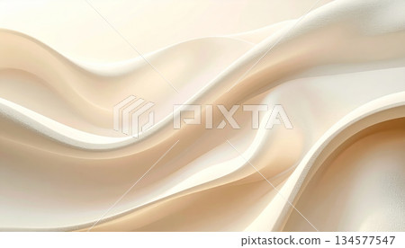 Luxury golden silk fabric background with smooth flowing waves of shiny liquid satin texture in an abstract vector illustration design 134577547