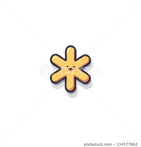 Whimsical starfish cartoon character displaying a cute face on simple white backdrop illustration Whimsical starfish cartoon character displaying a cute face on simple white backdrop illustration 134577662