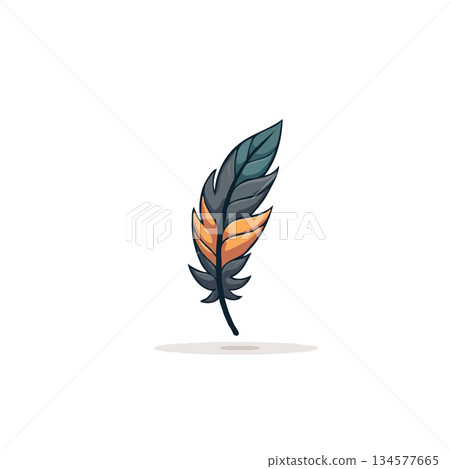 Stylized feather illustration presenting artistic details and subtle color gradients delivering a Stylized feather illustration presenting artistic details and subtle color gradients delivering a 134577665