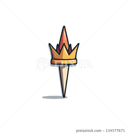 Stylized crown emblem featuring geometric shapes and a contrasting color palette presenting a Stylized crown emblem featuring geometric shapes and a contrasting color palette presenting a 134577671