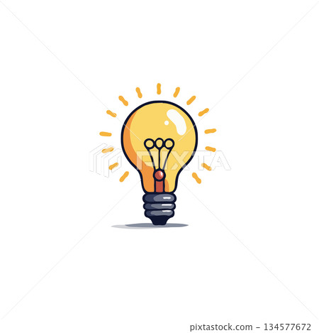 A simple lightbulb radiating innovation illuminates potential creative solutions generating A simple lightbulb radiating innovation illuminates potential creative solutions generating 134577672