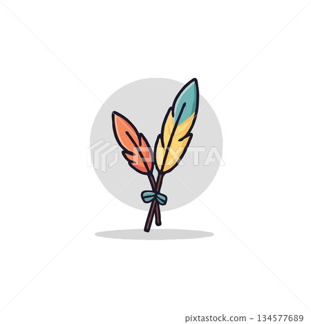Stylized depiction showcasing colorful plumes, evoking themes of lightness freedom artistic nature 134577689