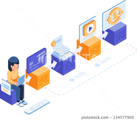 Isometric Subscription Recurring Payment Process 134577908
