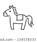 Simple and cute hand-drawn line drawing of a horse (Year of the Horse, 2026) 134578333