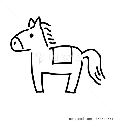 Simple and cute hand-drawn line drawing of a horse (Year of the Horse, 2026) Simple and cute hand-drawn line drawing of a horse (Year of the Horse, 2026) 134578333