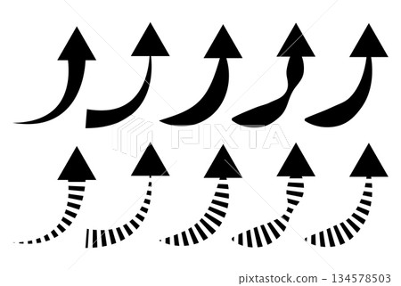 Curved arrow icon set of up arrow vector illustration. 134578503