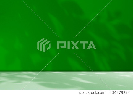 Green Shadow Backdrop Background Product Light Leaf Wall Podium Abstract Leaves Minimal Table Presentation Summer Tropic, Loft Backdrop Platform Pastel Gradient Two Tone Studio Floor Scene Bar. 134579234