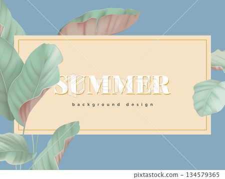 Foliage banner background template design, tropical plants 134579365