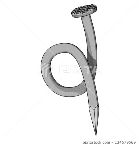 Nail or Hobnail Stainless Steel and Iron Pins on White Background. Construction and Wooden Work Equipment. Vector Illustration. Nail or Hobnail Stainless Steel and Iron Pins on White Background. Construction and Wooden Work Equipment. Vector Illustration. 134579569