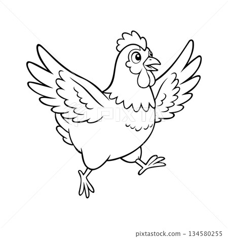 Line Running Hen Chicken Illustration Logo Vector Template 134580255