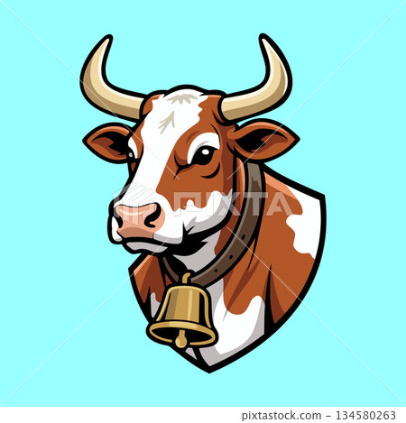 Emblem Cow Illustration Character Vector Logo Template Emblem Cow Illustration Character Vector Logo Template 134580263
