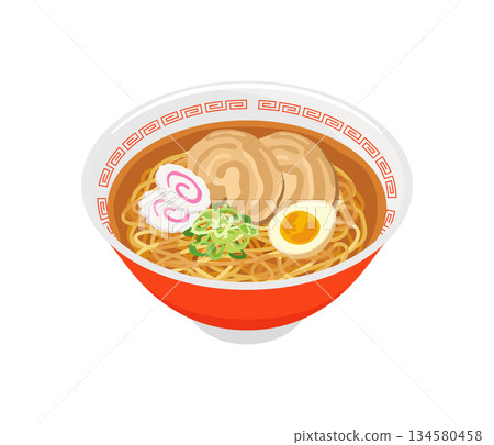 拉麵，扁平化插圖 134580458