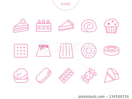 西式糖果圖示象形圖向量圖集 134580516