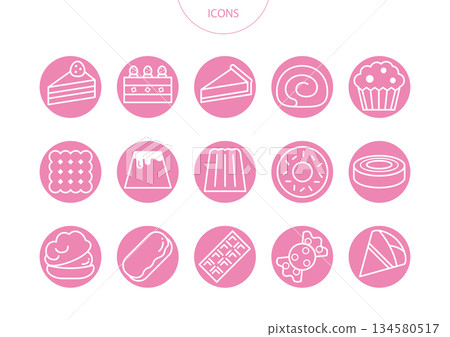 Western confectionery icon pictogram vector illustration set 134580517