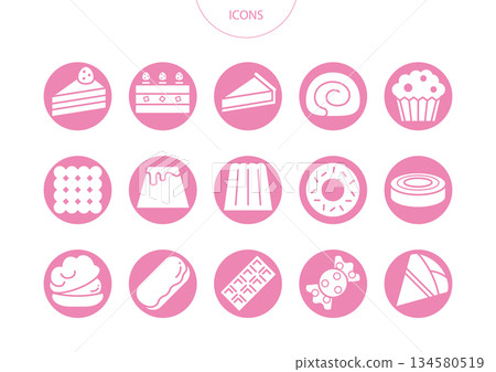 西式糖果圖示象形圖向量圖集 134580519