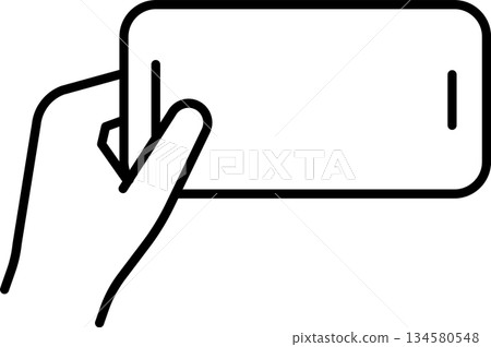 可編輯插圖圖示 5:一隻手操作智慧型手機 可編輯插圖圖示 5:一隻手操作智慧型手機 134580548