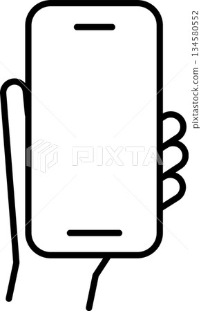可編輯的插圖圖標，一隻手正在操作智慧型手機 1 134580552