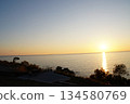 Sunset over the Pacific Ocean from Aki City, Kochi Prefecture 134580769