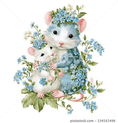little cute fairy with flower wreath little cute fairy with flower wreath 134581499