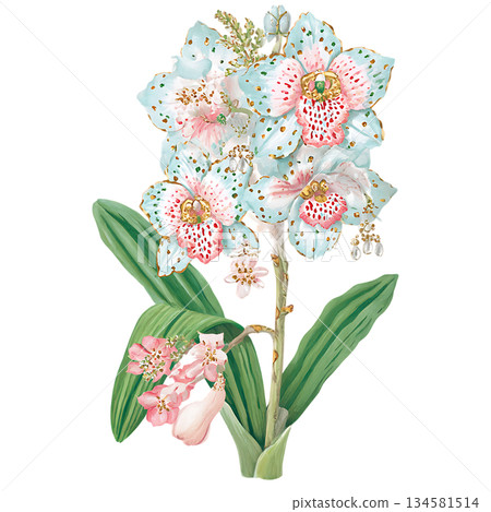 little cute fairy with flower wreath 134581514
