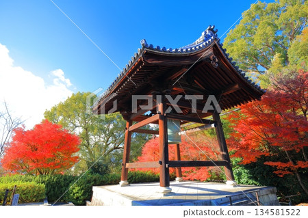 [Kyoto Prefecture] Kodaiji Temple's temple bell and autumn leaves on a clear day 134581522