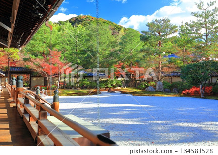 【京都府】晴朗天氣下的高台寺八神亭庭園與秋葉 【京都府】晴朗天氣下的高台寺八神亭庭園與秋葉 134581528