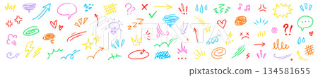 Cartoon chalk star, comic expression elements. Hand drawn cute doodle line motion effect arrow, emphasis, angry emotion, sparkle movement. Cartoon emoticon mark crayon icon. Vector Cartoon chalk star, comic expression elements. Hand drawn cute doodle line motion effect arrow, emphasis, angry emotion, sparkle movement. Cartoon emoticon mark crayon icon. Vector 134581655