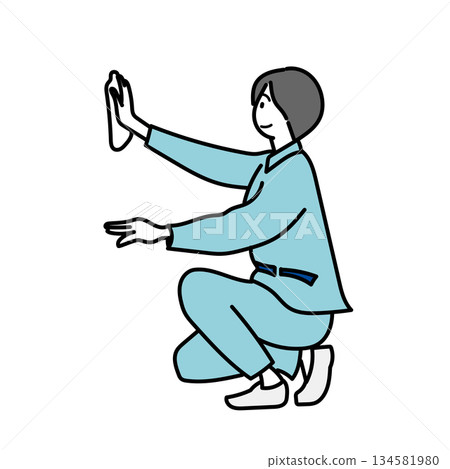 Stock Illustration: Characters who clean windows and walls Stock Illustration: Characters who clean windows and walls 134581980