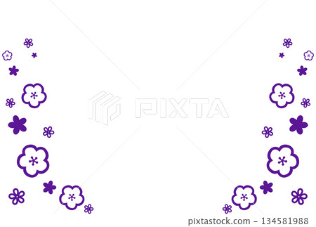 相框周圍環繞著紫色花朵 134581988
