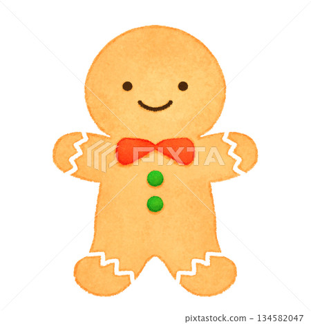 手繪可愛薑餅人插圖 134582047