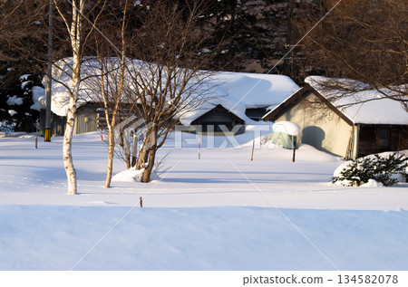 Houses buried in snow 134582078