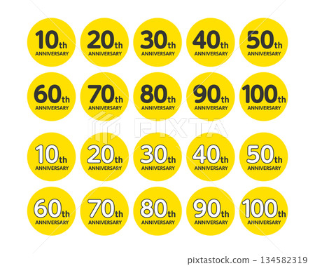 10th to 100th Anniversary Icons 134582319