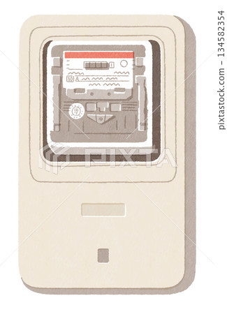 Hand-drawn illustration of an electric meter/power meter (analog meter) 134582354