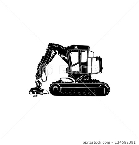 Feller Buncher - Heavy Equipment - Heavy Machinery, Construction Machinery Stencil Cut File Feller Buncher - Heavy Equipment - Heavy Machinery, Construction Machinery Stencil Cut File 134582391